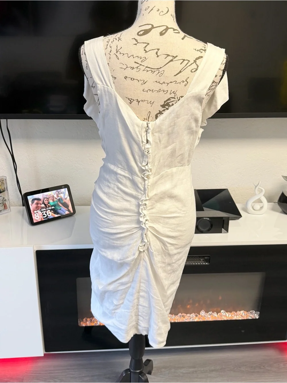 ISABEL MARANT ÉTOILE White Linen Ruffle Mini Dress FR 38 / US 6